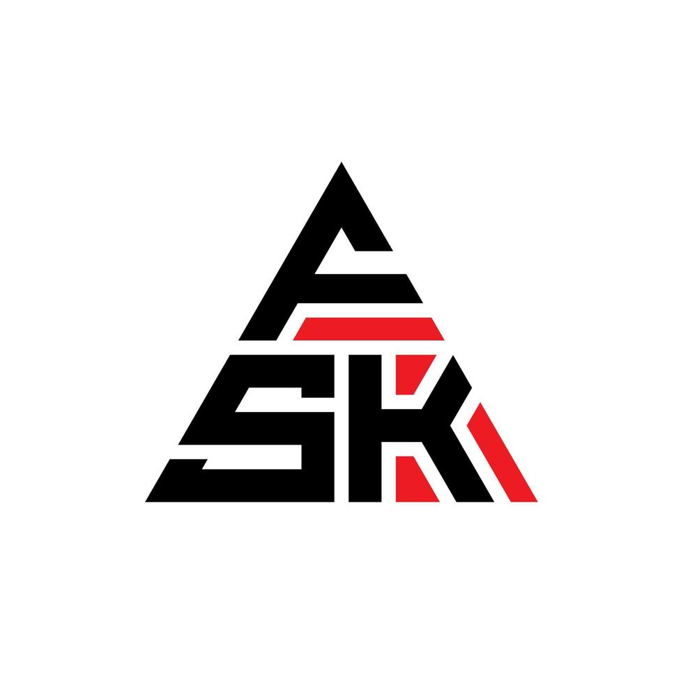 création de logo de lettre triangle fsk avec forme de triangle. monogramme de conception de logo triangle fsk. modèle de logo vectoriel triangle fsk avec couleur rouge. logo triangulaire fsk logo simple, élégant et luxueux.