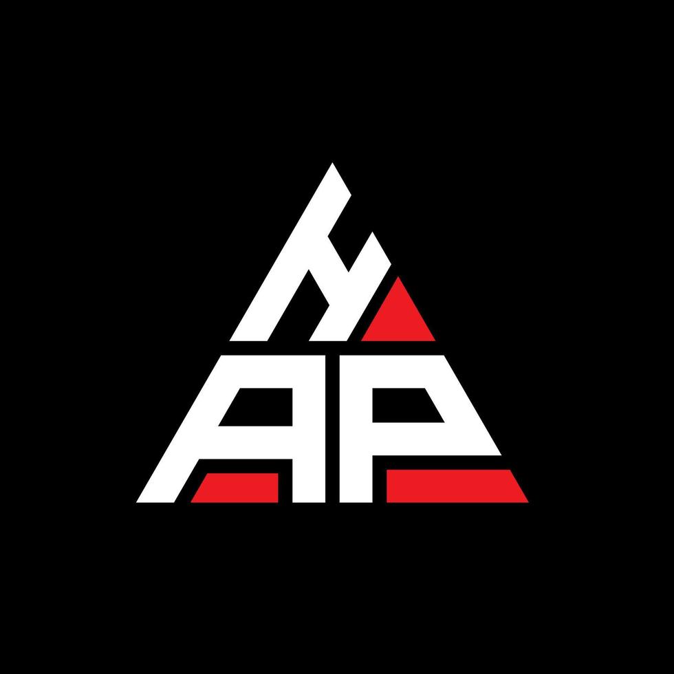 création de logo de lettre triangle hap avec forme de triangle. monogramme de conception de logo triangle hap. modèle de logo vectoriel triangle hap avec couleur rouge. hap logo triangulaire logo simple, élégant et luxueux.