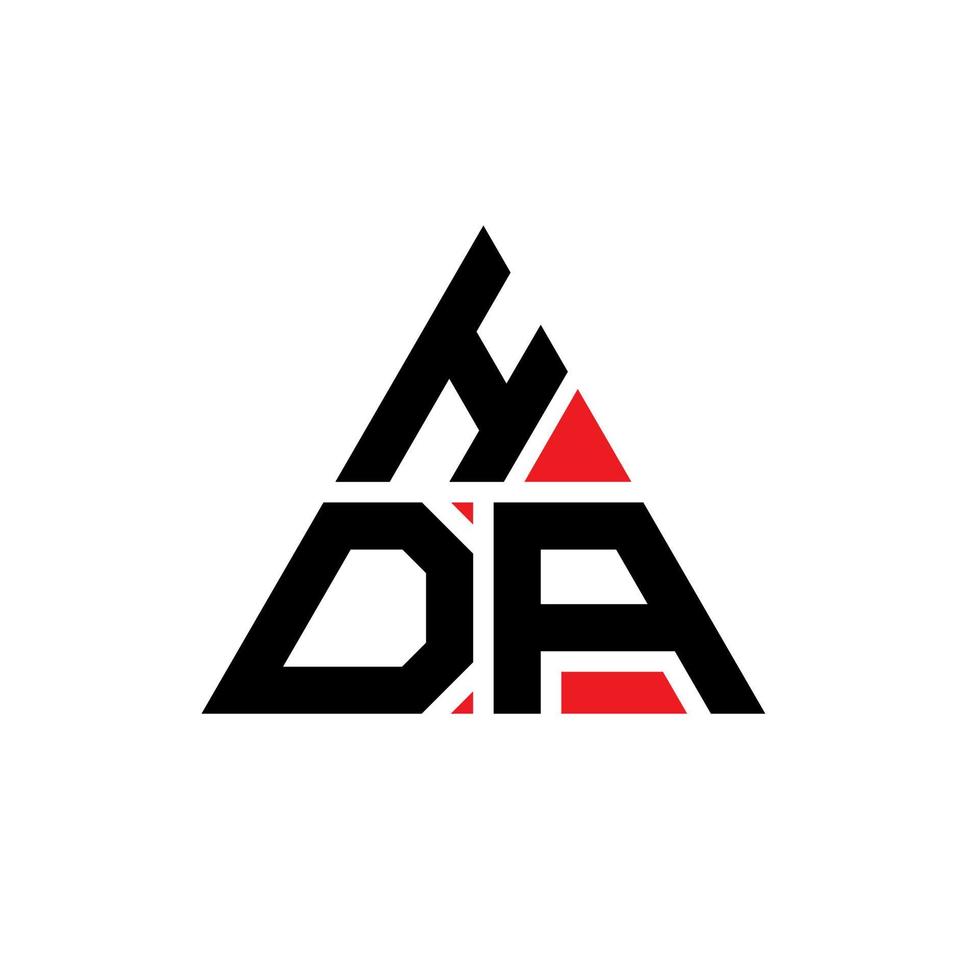 création de logo de lettre triangle hda avec forme de triangle. monogramme de conception de logo triangle hda. modèle de logo vectoriel triangle hda avec couleur rouge. logo triangulaire hda logo simple, élégant et luxueux.