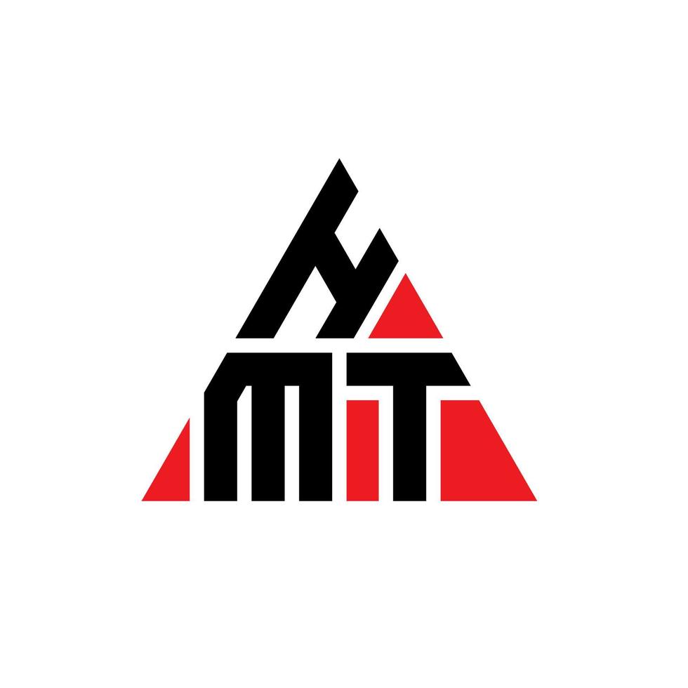 création de logo de lettre triangle hmt avec forme de triangle. monogramme de conception de logo triangle hmt. modèle de logo vectoriel triangle hmt avec couleur rouge. logo triangulaire hmt logo simple, élégant et luxueux.