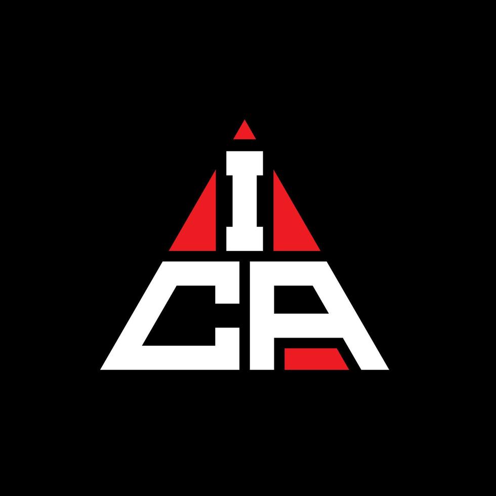 création de logo de lettre triangle ica avec forme de triangle. monogramme de conception de logo triangle ica. modèle de logo vectoriel triangle ica avec couleur rouge. logo triangulaire ica logo simple, élégant et luxueux.