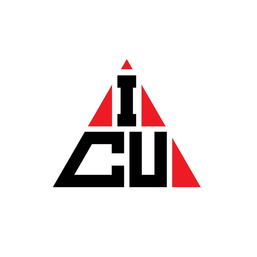 création de logo de lettre triangle icu avec forme de triangle. monogramme de conception de logo triangle icu. modèle de logo vectoriel triangle icu avec couleur rouge. logo triangulaire icu logo simple, élégant et luxueux.