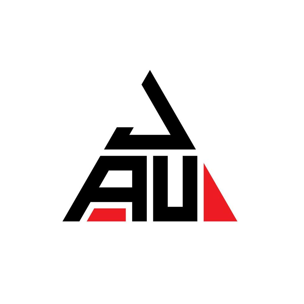 création de logo de lettre triangle jau avec forme de triangle. monogramme de conception de logo triangle jau. modèle de logo vectoriel triangle jau avec couleur rouge. jau logo triangulaire logo simple, élégant et luxueux.