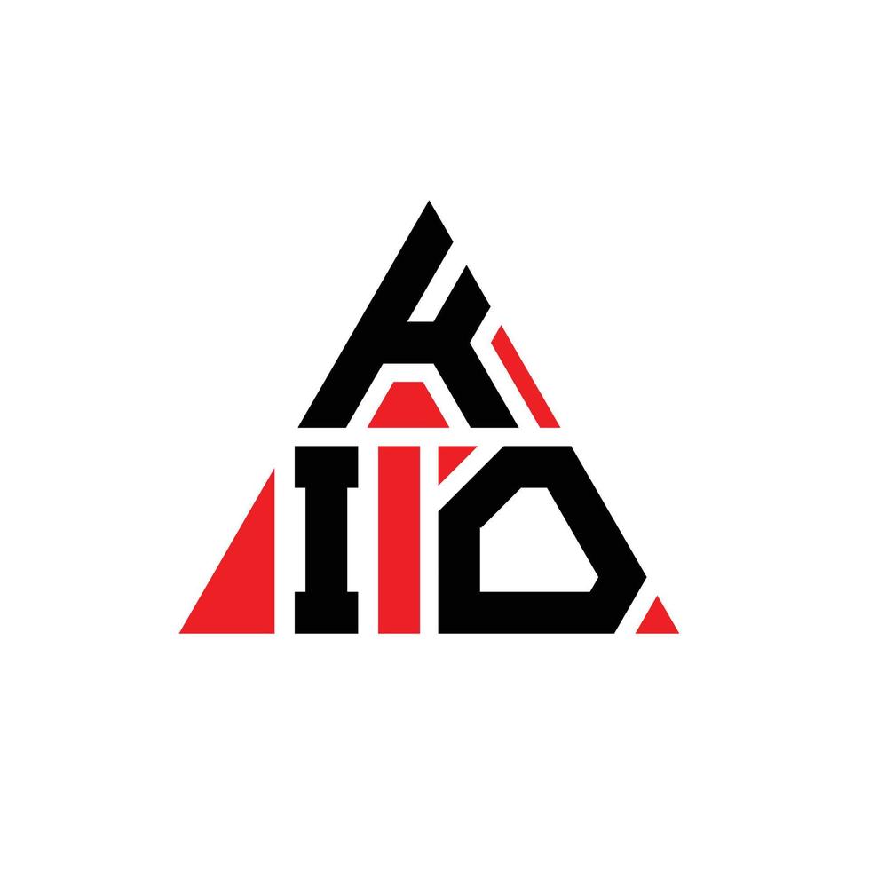 création de logo de lettre kio triangle avec forme de triangle. monogramme de conception de logo triangle kio. modèle de logo vectoriel triangle kio avec couleur rouge. logo triangulaire kio logo simple, élégant et luxueux.