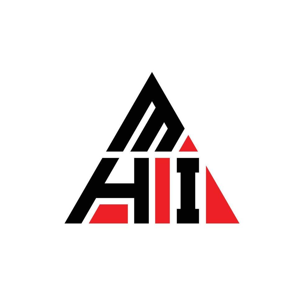 création de logo de lettre triangle mhi avec forme de triangle. monogramme de conception de logo triangle mhi. modèle de logo vectoriel triangle mhi avec couleur rouge. logo triangulaire mhi logo simple, élégant et luxueux.