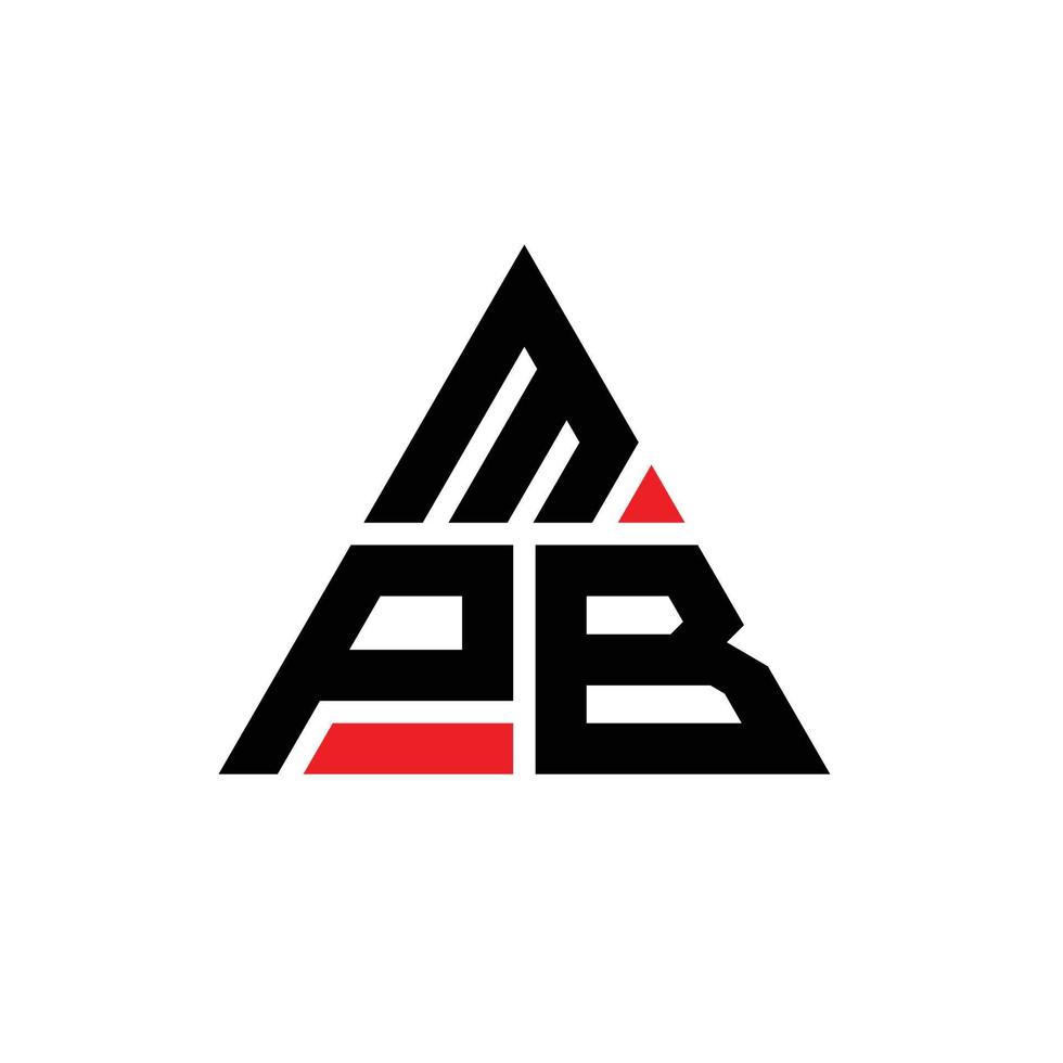 création de logo de lettre triangle mpb avec forme de triangle. monogramme de conception de logo triangle mpb. modèle de logo vectoriel triangle mpb avec couleur rouge. logo triangulaire mpb logo simple, élégant et luxueux.