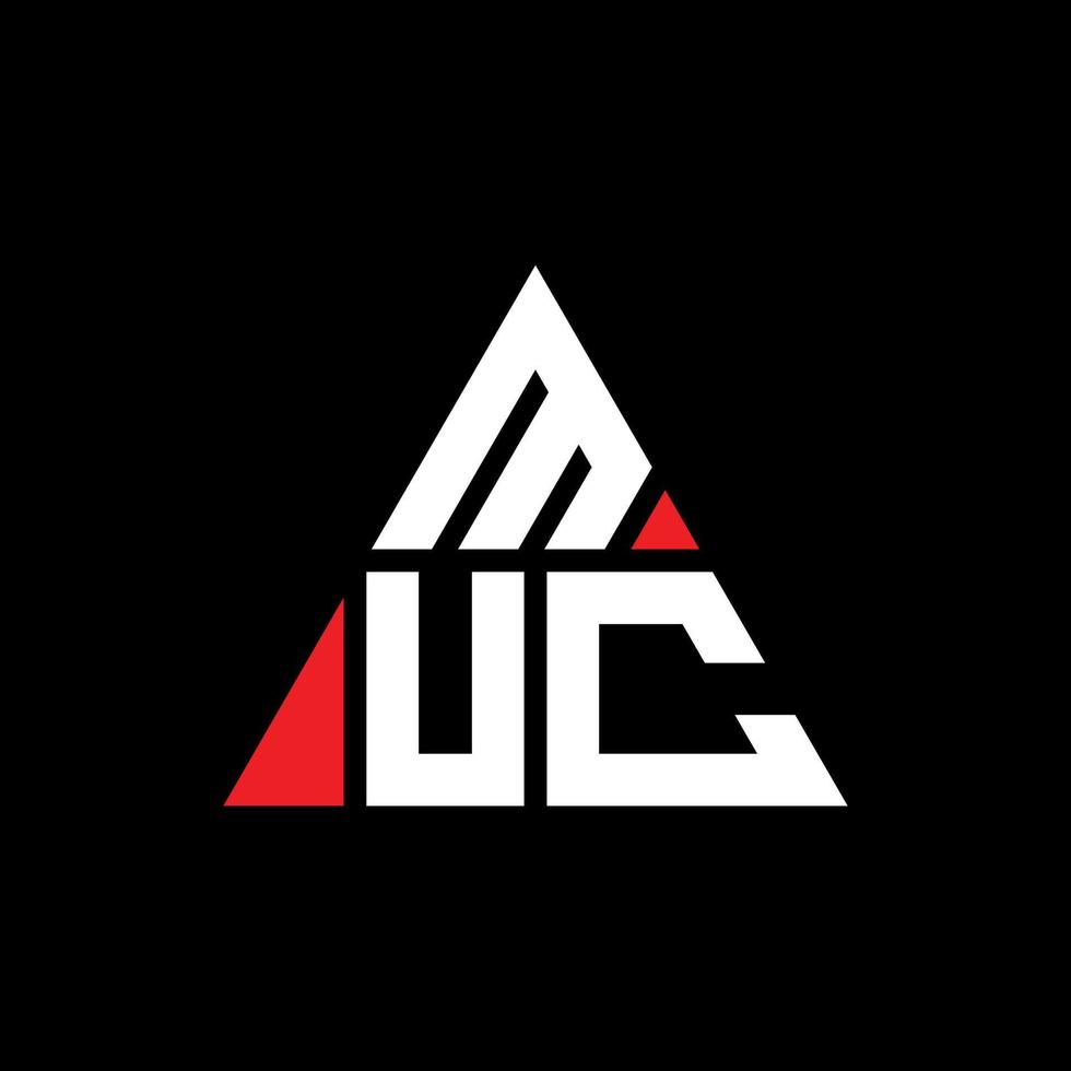 création de logo de lettre de triangle muc avec forme de triangle. monogramme de conception de logo triangle muc. modèle de logo vectoriel triangle muc avec couleur rouge. muc logo triangulaire logo simple, élégant et luxueux.