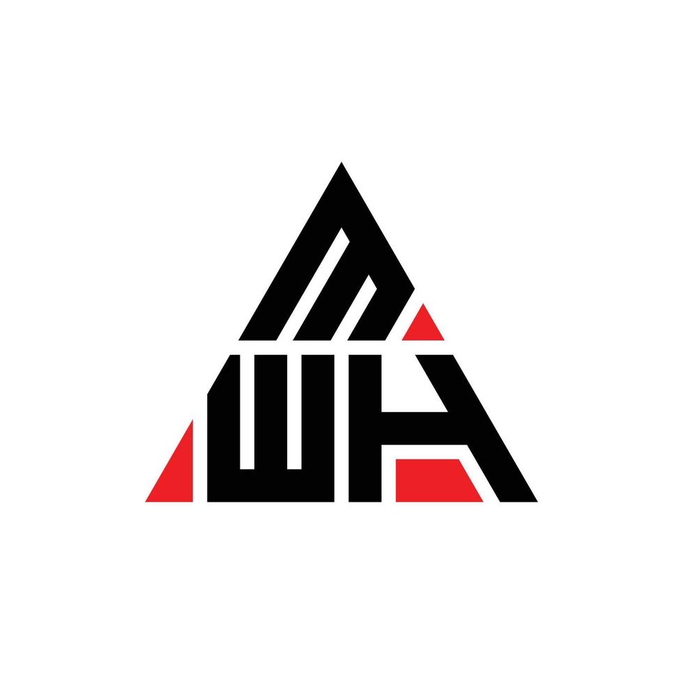 création de logo de lettre triangle mwh avec forme de triangle. monogramme de conception de logo triangle mwh. modèle de logo vectoriel triangle mwh avec couleur rouge. logo triangulaire mwh logo simple, élégant et luxueux.