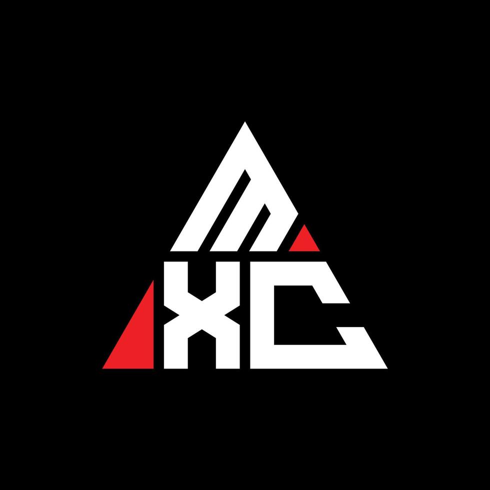 création de logo de lettre triangle mxc avec forme de triangle. monogramme de conception de logo triangle mxc. modèle de logo vectoriel triangle mxc avec couleur rouge. logo triangulaire mxc logo simple, élégant et luxueux.