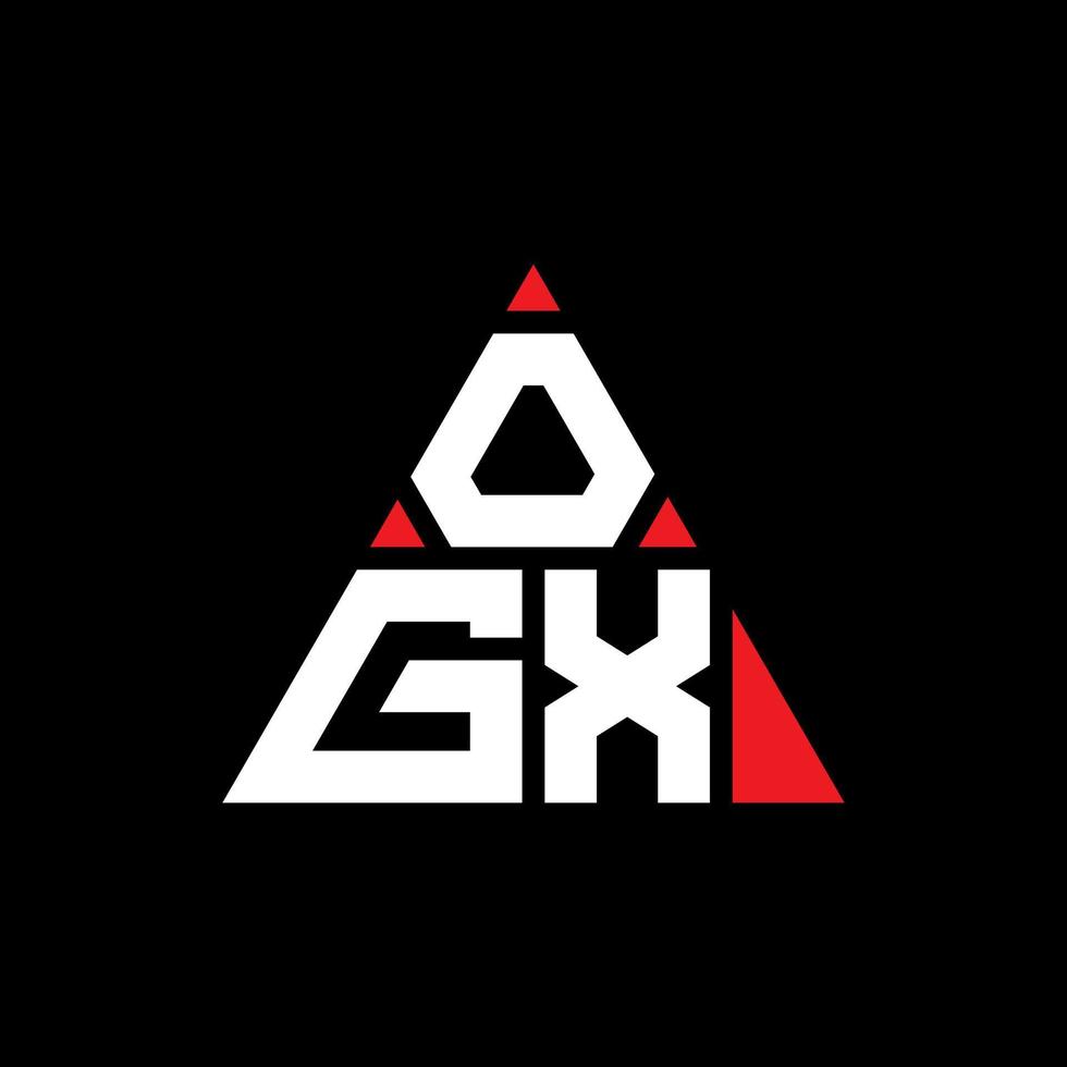création de logo de lettre triangle ogx avec forme de triangle. monogramme de conception de logo triangle ogx. modèle de logo vectoriel triangle ogx avec couleur rouge. logo triangulaire ogx logo simple, élégant et luxueux.