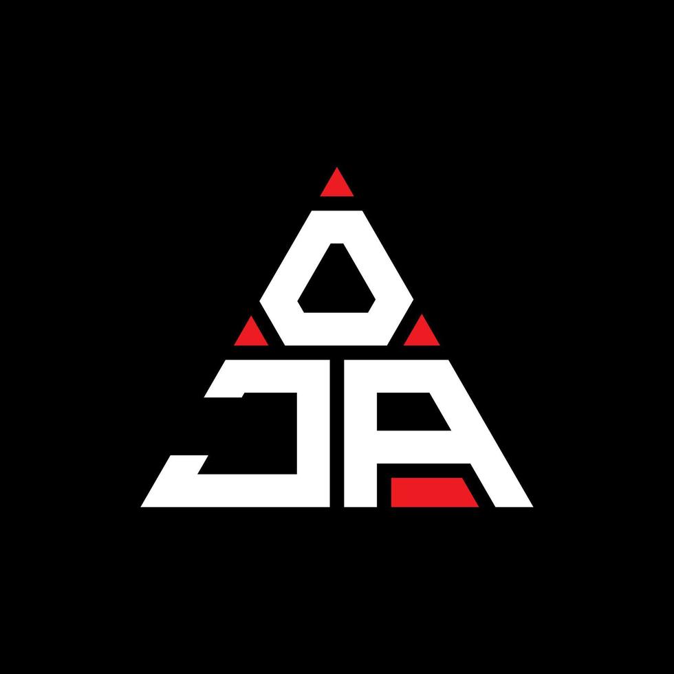 création de logo de lettre triangle oja avec forme de triangle. monogramme de conception de logo triangle oja. modèle de logo vectoriel triangle oja avec couleur rouge. logo triangulaire oja logo simple, élégant et luxueux.