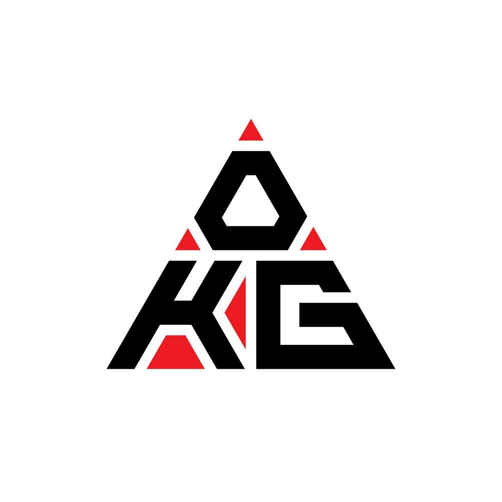 création de logo de lettre triangle okg avec forme de triangle. monogramme de conception de logo triangle okg. modèle de logo vectoriel triangle okg avec couleur rouge. logo triangulaire okg logo simple, élégant et luxueux.