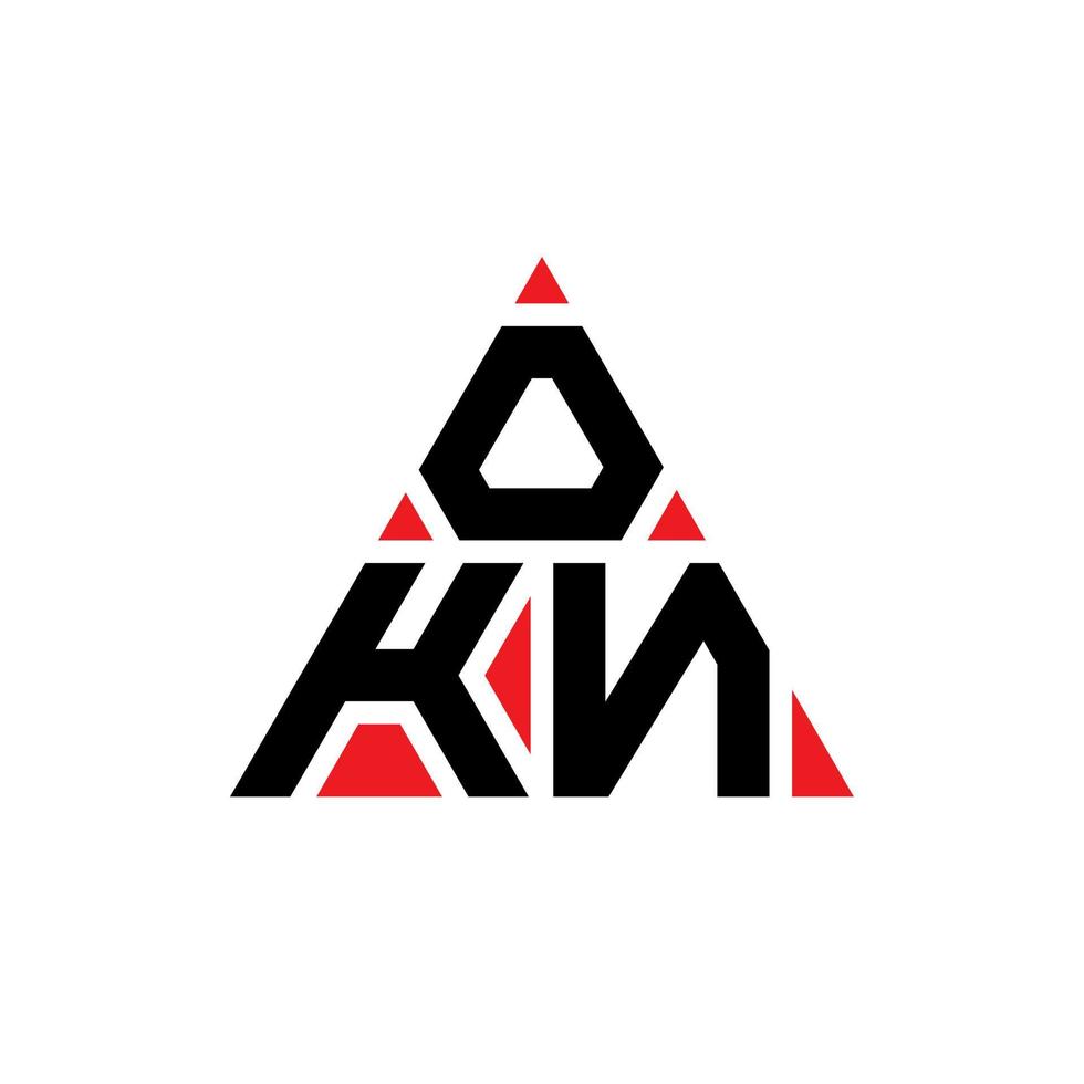 création de logo de lettre triangle okn avec forme de triangle. monogramme de conception de logo triangle okn. modèle de logo vectoriel triangle okn avec couleur rouge. logo triangulaire okn logo simple, élégant et luxueux.