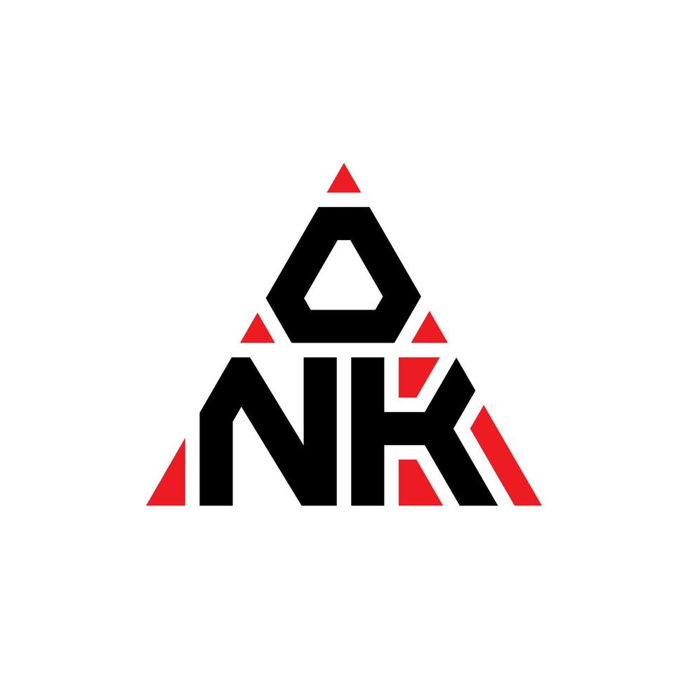 création de logo de lettre triangle onk avec forme de triangle. monogramme de conception de logo triangle onk. modèle de logo vectoriel triangle onk avec couleur rouge. onk logo triangulaire logo simple, élégant et luxueux.