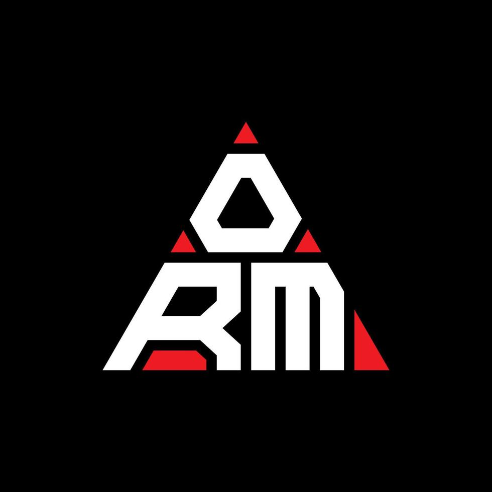 création de logo de lettre triangle orm avec forme de triangle. monogramme de conception de logo triangle orm. modèle de logo vectoriel triangle orm avec couleur rouge. orm logo triangulaire logo simple, élégant et luxueux.