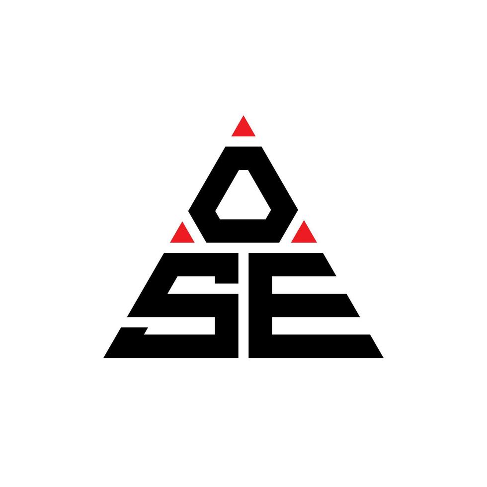 création de logo de lettre triangle ose avec forme de triangle. monogramme de conception de logo triangle ose. modèle de logo vectoriel triangle ose avec couleur rouge. ose logo triangulaire logo simple, élégant et luxueux.