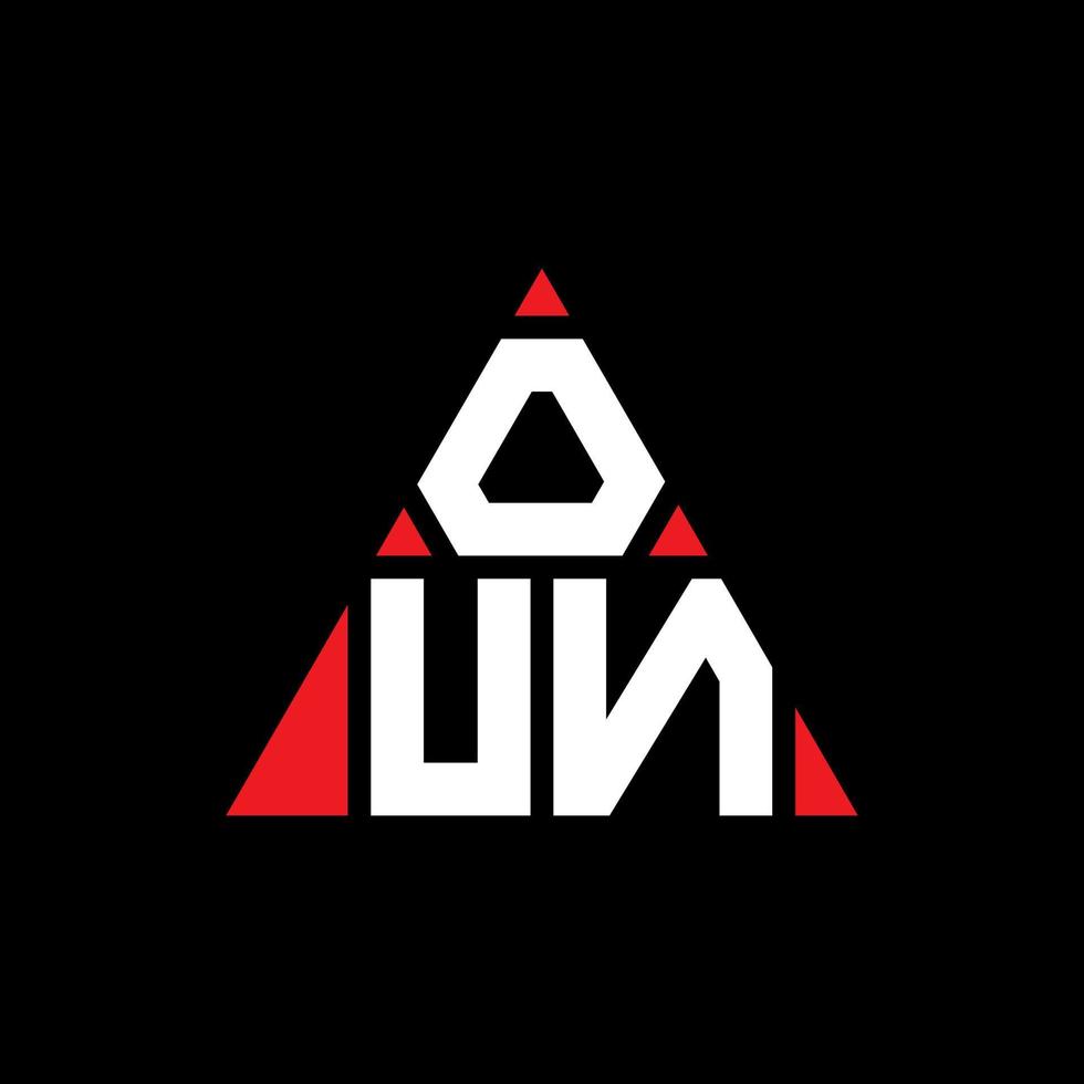 création de logo de lettre triangle oun avec forme de triangle. monogramme de conception de logo triangle oun. modèle de logo vectoriel triangle oun avec couleur rouge. oun logo triangulaire logo simple, élégant et luxueux.