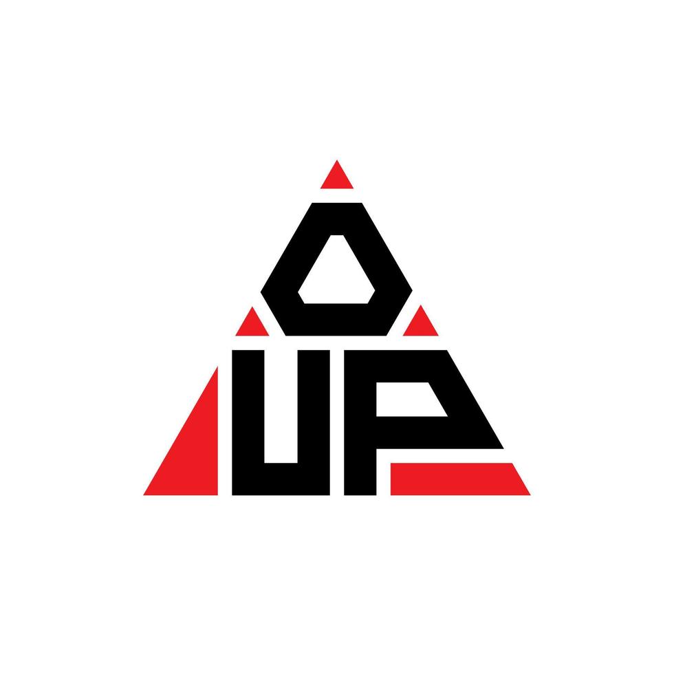 création de logo de lettre triangle oup avec forme de triangle. monogramme de conception de logo ouup triangle. modèle de logo vectoriel triangle oup avec couleur rouge. ouup logo triangulaire logo simple, élégant et luxueux.