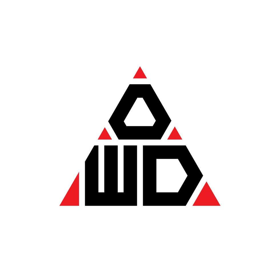 création de logo de lettre triangle owd avec forme de triangle. monogramme de conception de logo triangle owd. modèle de logo vectoriel triangle owd avec couleur rouge. owd logo triangulaire logo simple, élégant et luxueux.