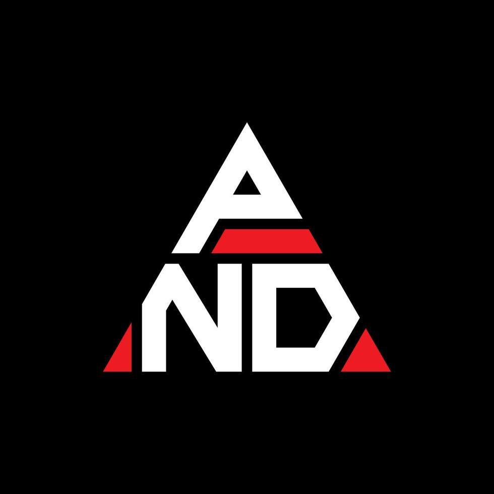 pnd création de logo de lettre triangle avec forme de triangle. pnd monogramme de conception de logo triangle. modèle de logo vectoriel triangle pnd avec couleur rouge. pnd logo triangulaire logo simple, élégant et luxueux.