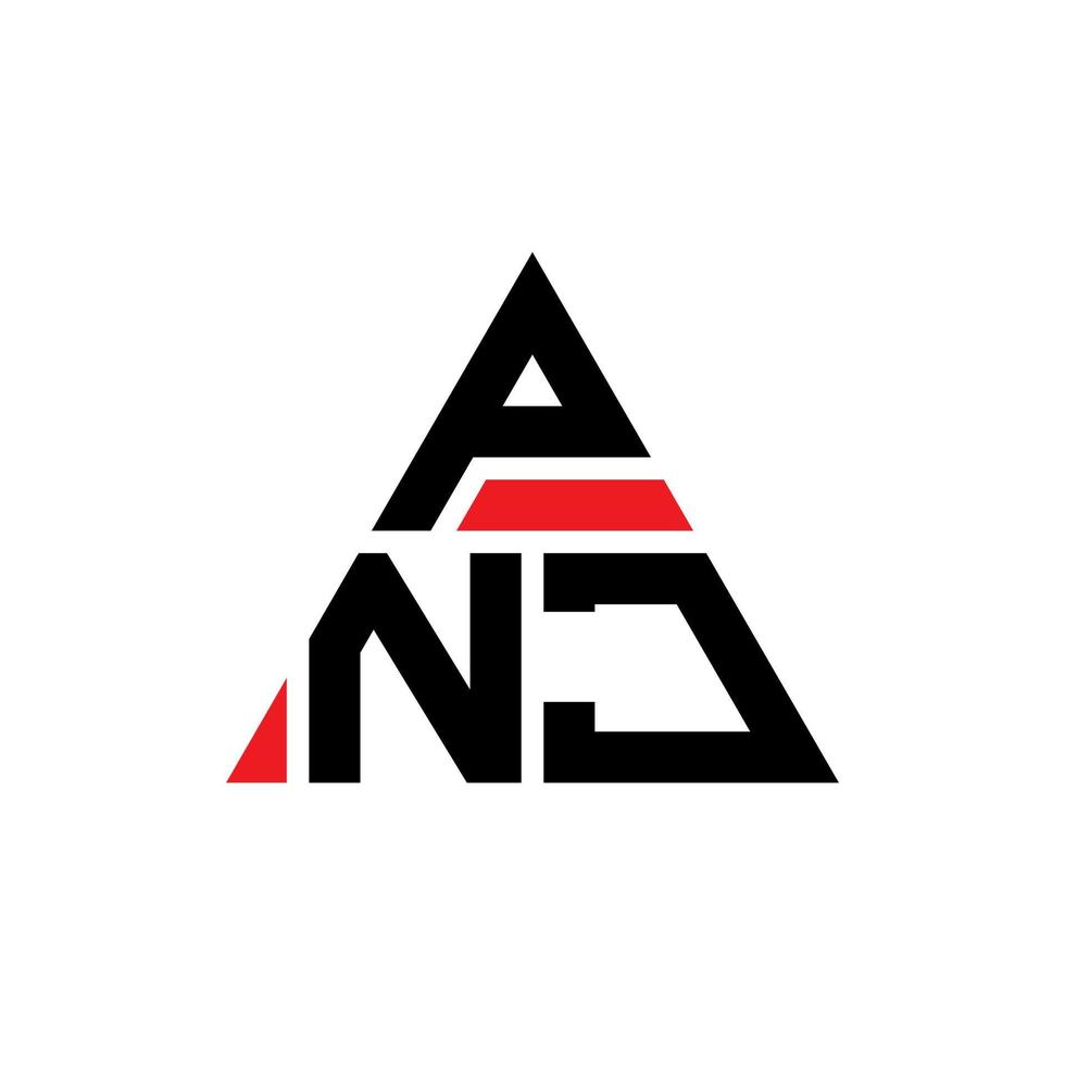 création de logo de lettre triangle pnj avec forme de triangle. monogramme de conception de logo triangle pnj. modèle de logo vectoriel triangle pnj avec couleur rouge. logo triangulaire pnj logo simple, élégant et luxueux.