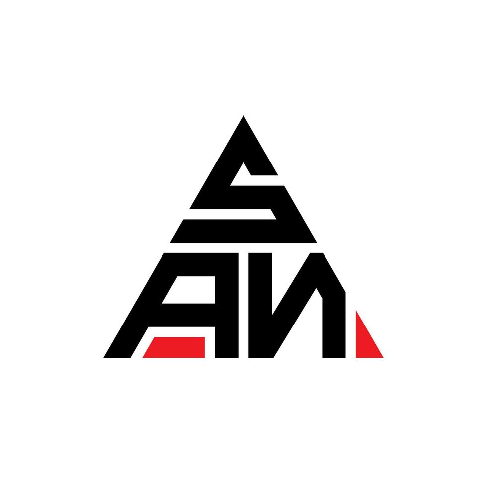 création de logo de lettre triangle san avec forme de triangle. monogramme de conception de logo triangle san. modèle de logo vectoriel triangle san avec couleur rouge. logo triangulaire san logo simple, élégant et luxueux.