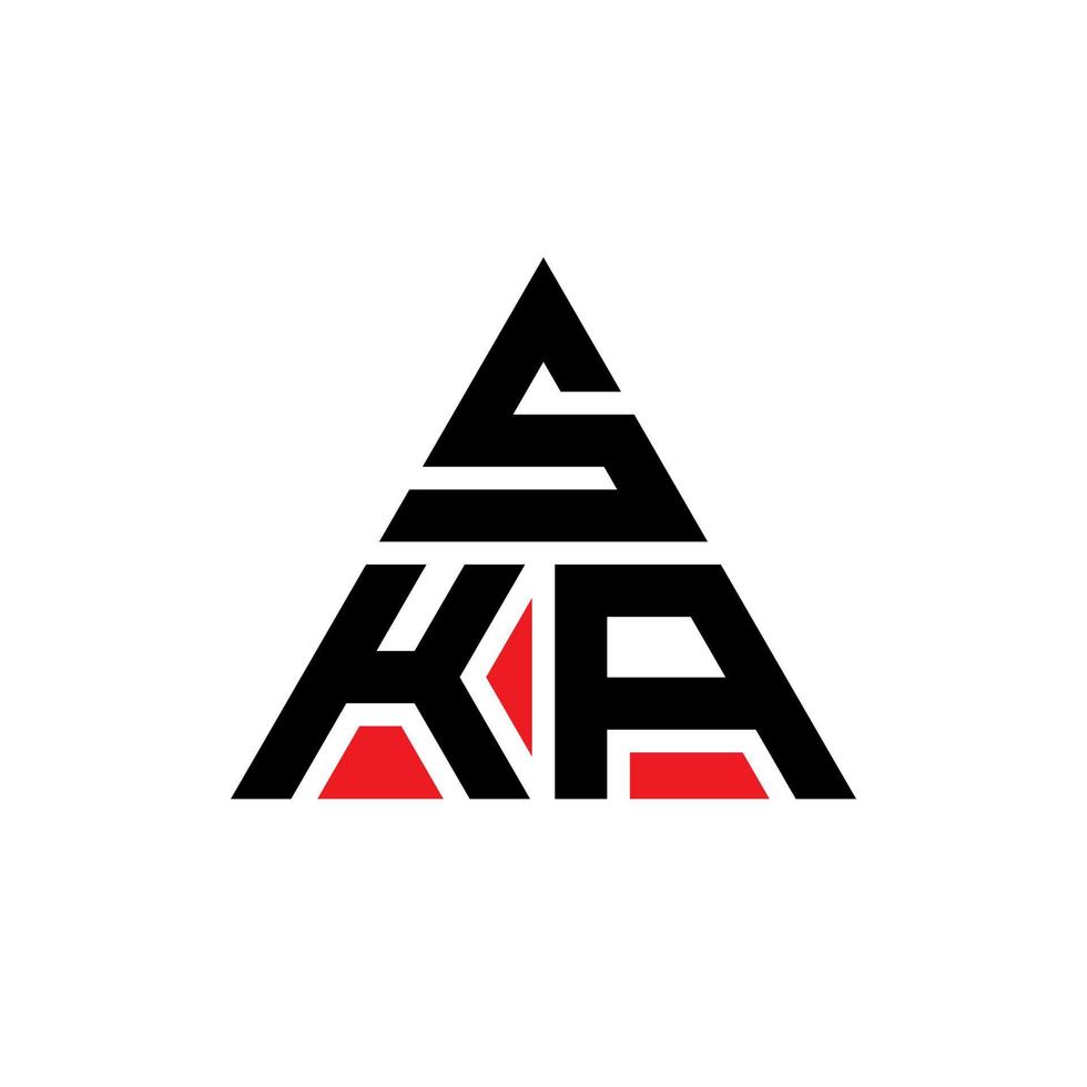 création de logo de lettre triangle ska avec forme de triangle. monogramme de conception de logo triangle ska. modèle de logo vectoriel triangle ska avec couleur rouge. logo triangulaire ska logo simple, élégant et luxueux.