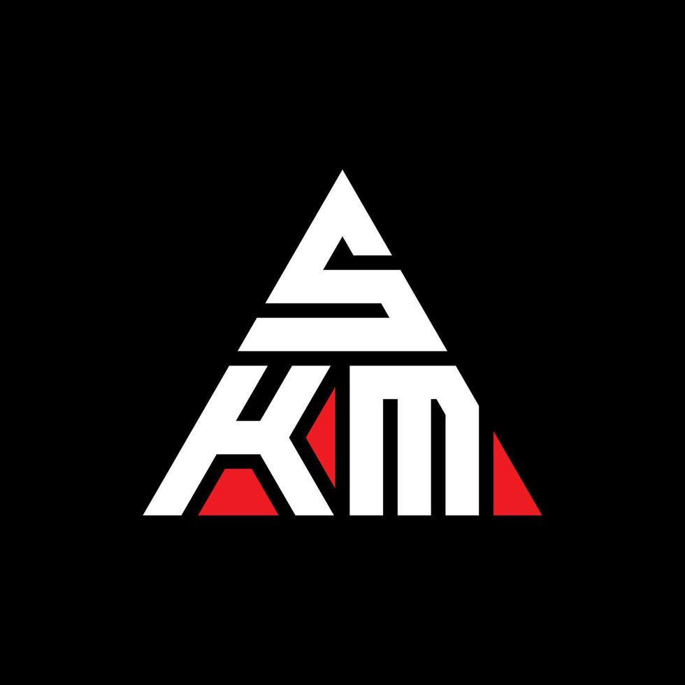 création de logo de lettre triangle skm avec forme de triangle. monogramme de conception de logo triangle skm. modèle de logo vectoriel triangle skm avec couleur rouge. logo triangulaire skm logo simple, élégant et luxueux.