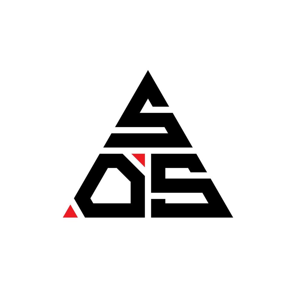 création de logo de lettre triangle sos avec forme de triangle. monogramme de conception de logo triangle sos. modèle de logo vectoriel triangle sos avec couleur rouge. logo triangulaire sos logo simple, élégant et luxueux.