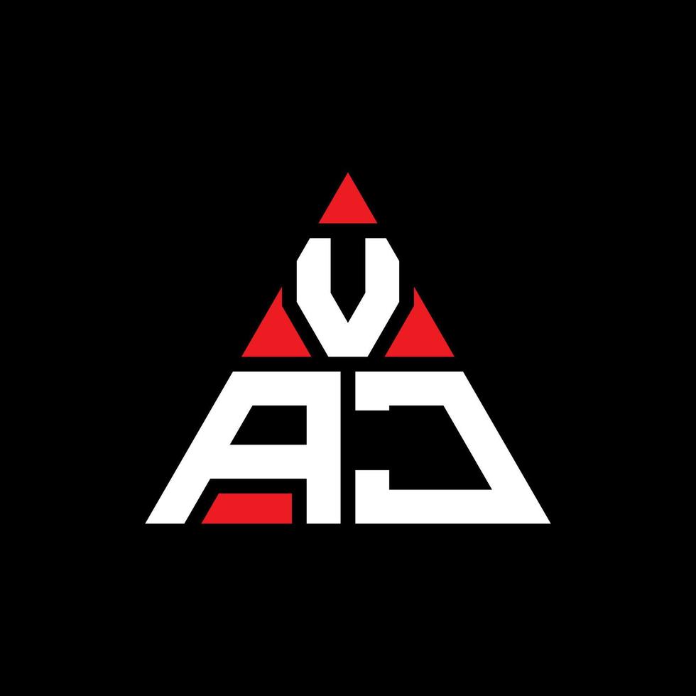 création de logo de lettre triangle vaj avec forme de triangle. monogramme de conception de logo triangle vaj. modèle de logo vectoriel triangle vaj avec couleur rouge. vaj logo triangulaire logo simple, élégant et luxueux.