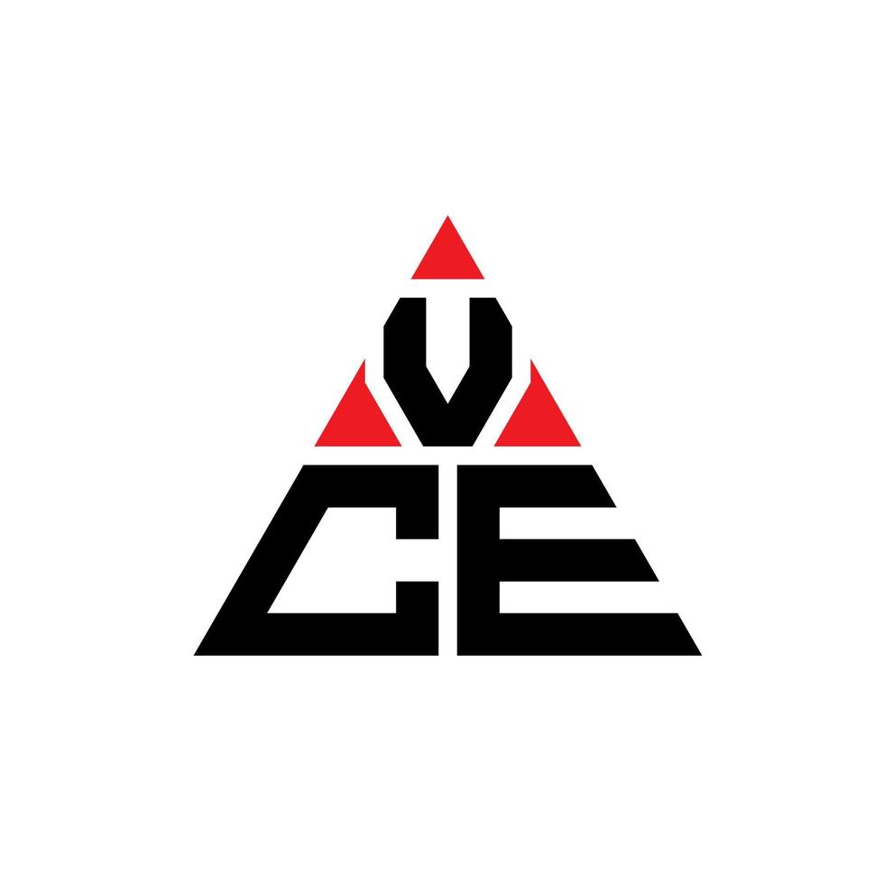 création de logo de lettre triangle vce avec forme de triangle. monogramme de conception de logo triangle vce. modèle de logo vectoriel triangle vce avec couleur rouge. vce logo triangulaire logo simple, élégant et luxueux.