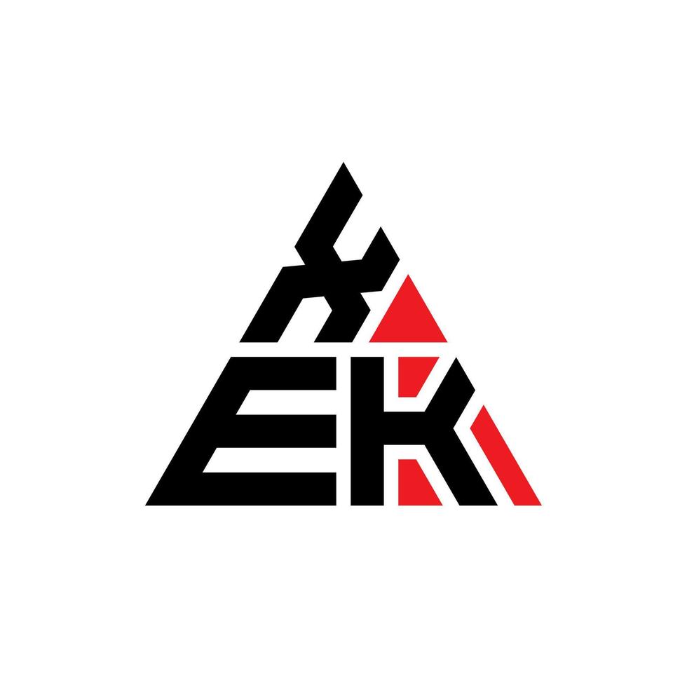 création de logo de lettre triangle xek avec forme de triangle. monogramme de conception de logo triangle xek. modèle de logo vectoriel triangle xek avec couleur rouge. logo triangulaire xek logo simple, élégant et luxueux.