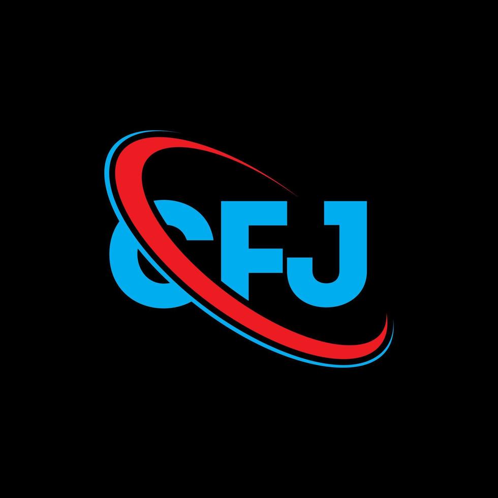 logo cfj. lettre cfj. création de logo de lettre cfj. initiales logo cfj liées avec un cercle et un logo monogramme majuscule. typographie cfj pour la technologie, les affaires et la marque immobilière. vecteur