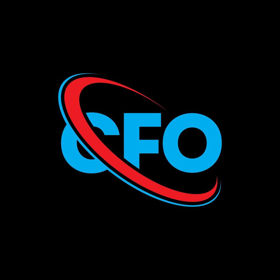 logo du cfo. lettre du cfo. création de logo de lettre de cfo. initiales du logo cfo liées par un cercle et un logo monogramme majuscule. typographie cfo pour la marque technologique, commerciale et immobilière. vecteur