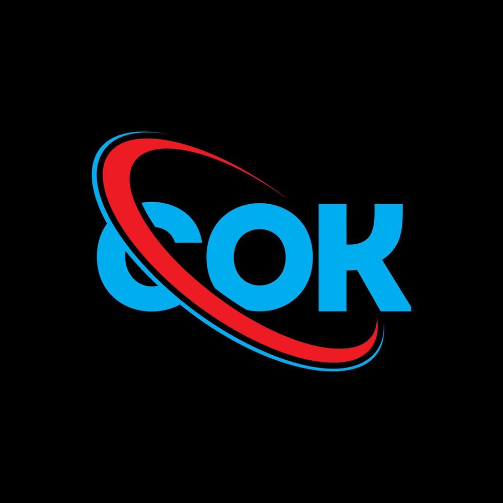 cok logo. lettre cok. création de logo de lettre cok. initiales logo cok liées avec un cercle et un logo monogramme majuscule. typographie cok pour la technologie, les affaires et la marque immobilière. vecteur