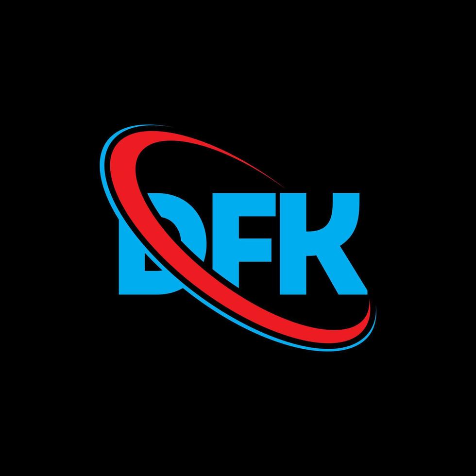 logo dfk. lettre dfk. création de logo de lettre dfk. initiales logo dfk liées avec un cercle et un logo monogramme majuscule. typographie dfk pour la technologie, les affaires et la marque immobilière. vecteur