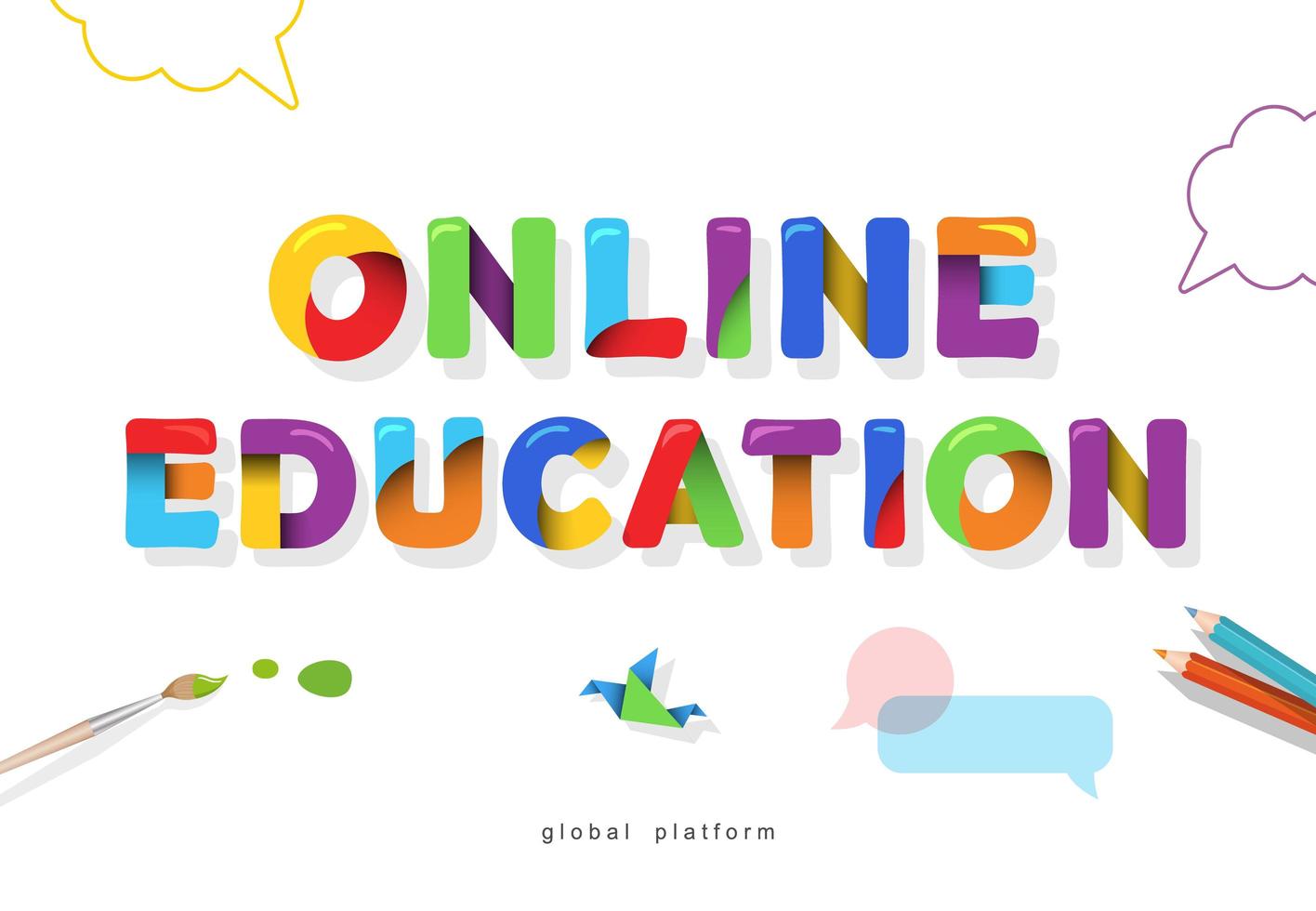bannière lumineuse de l'éducation en ligne vecteur
