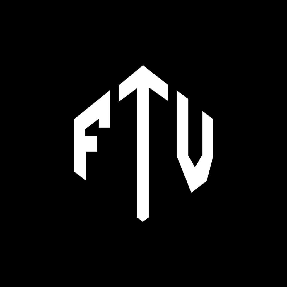 création de logo de lettre ftv avec forme de polygone. création de logo en forme de polygone et de cube ftv. modèle de logo vectoriel hexagone ftv couleurs blanches et noires. monogramme ftv, logo d'entreprise et immobilier.