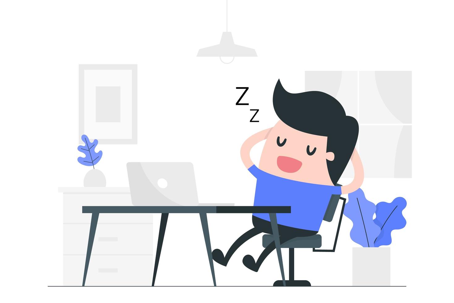 homme de dessin animé dormir au bureau vecteur