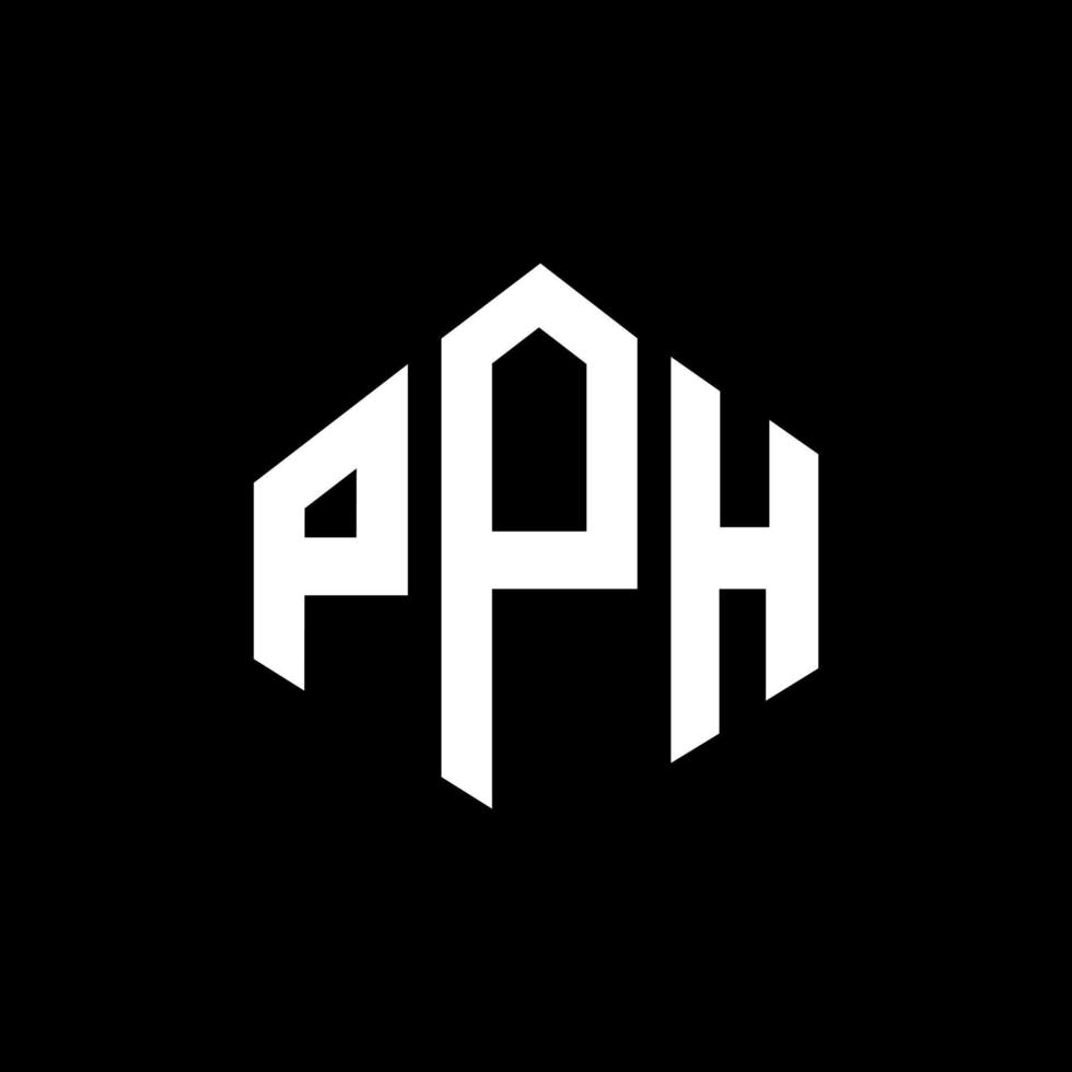 création de logo de lettre pph avec forme de polygone. création de logo en forme de polygone et de cube pph. modèle de logo vectoriel pph hexagone couleurs blanches et noires. monogramme pph, logo d'entreprise et immobilier.