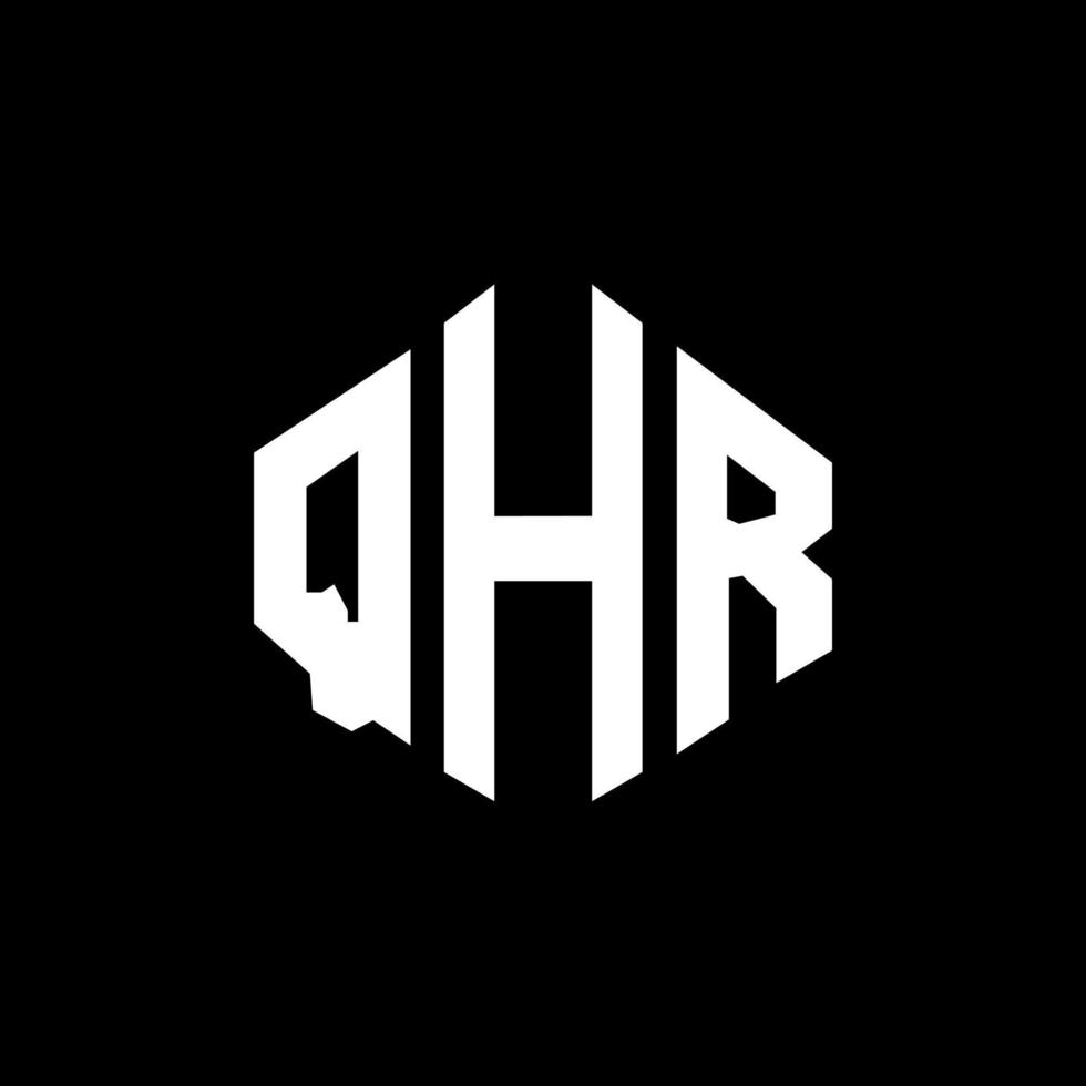 création de logo de lettre qhr avec forme de polygone. création de logo en forme de polygone et de cube qhr. modèle de logo vectoriel qhr hexagone couleurs blanches et noires. monogramme qhr, logo d'entreprise et immobilier.