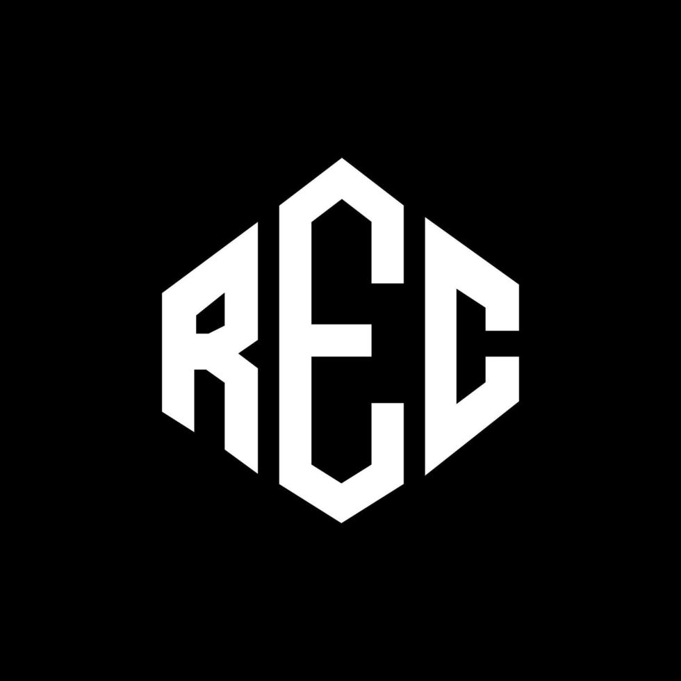 création de logo de lettre rec avec forme de polygone. création de logo en forme de polygone et de cube rec. modèle de logo vectoriel rec hexagone couleurs blanches et noires. monogramme rec, logo d'entreprise et immobilier.