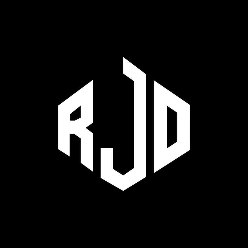 création de logo de lettre rjo avec forme de polygone. création de logo en forme de polygone et de cube rjo. modèle de logo vectoriel rjo hexagone couleurs blanches et noires. monogramme rjo, logo d'entreprise et immobilier.