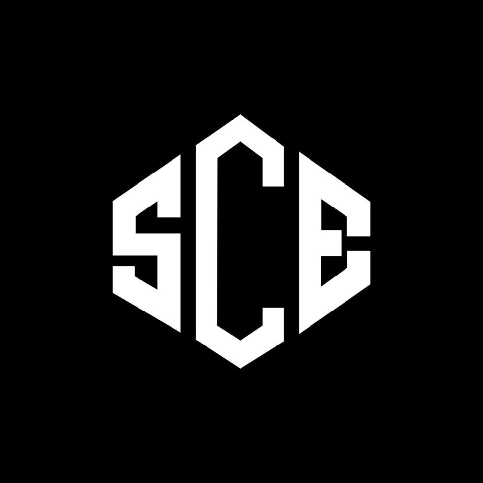 création de logo de lettre sce avec forme de polygone. création de logo en forme de polygone et de cube sce. modèle de logo vectoriel sce hexagone couleurs blanches et noires. monogramme sce, logo d'entreprise et immobilier.