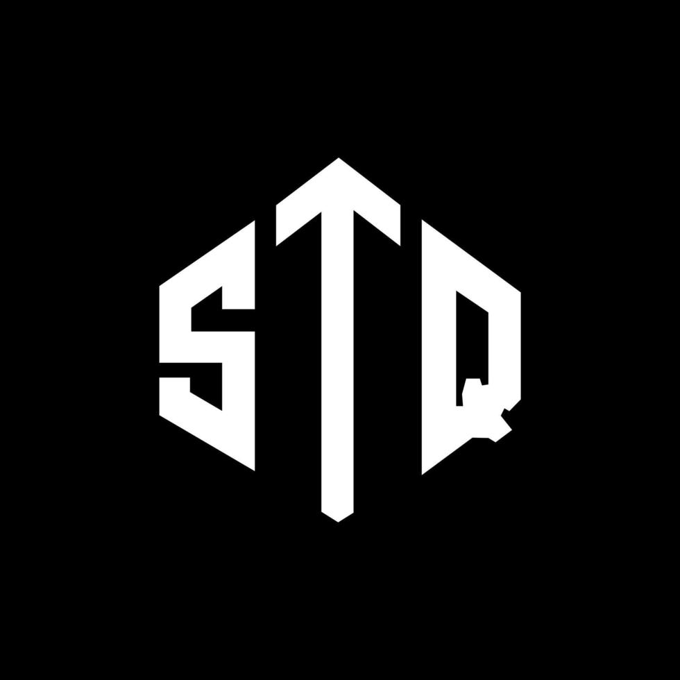 création de logo de lettre stq avec forme de polygone. création de logo en forme de polygone et de cube stq. modèle de logo vectoriel stq hexagone couleurs blanches et noires. monogramme stq, logo commercial et immobilier.