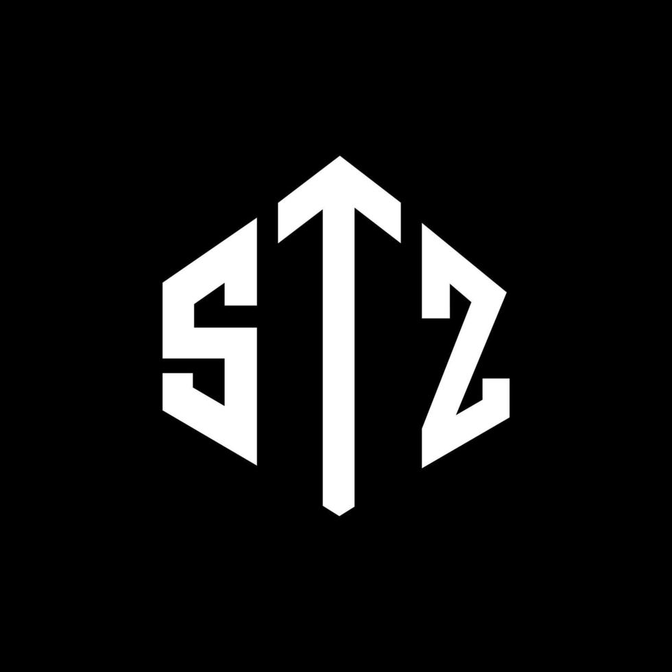 création de logo de lettre stz avec forme de polygone. création de logo en forme de polygone et de cube stz. modèle de logo vectoriel hexagone stz couleurs blanches et noires. monogramme stz, logo d'entreprise et immobilier.