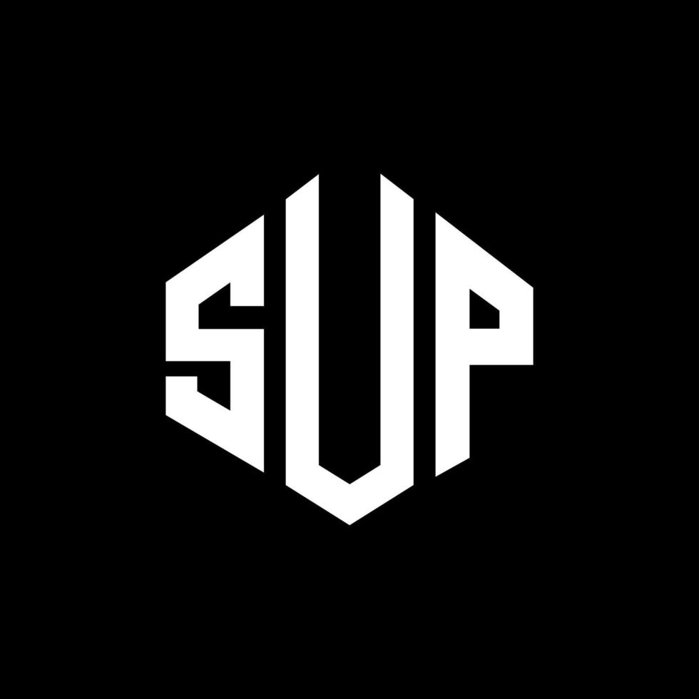 création de logo de lettre sup avec forme de polygone. création de logo en forme de polygone et de cube sup. modèle de logo vectoriel sup hexagone couleurs blanches et noires. monogramme sup, logo d'entreprise et immobilier.
