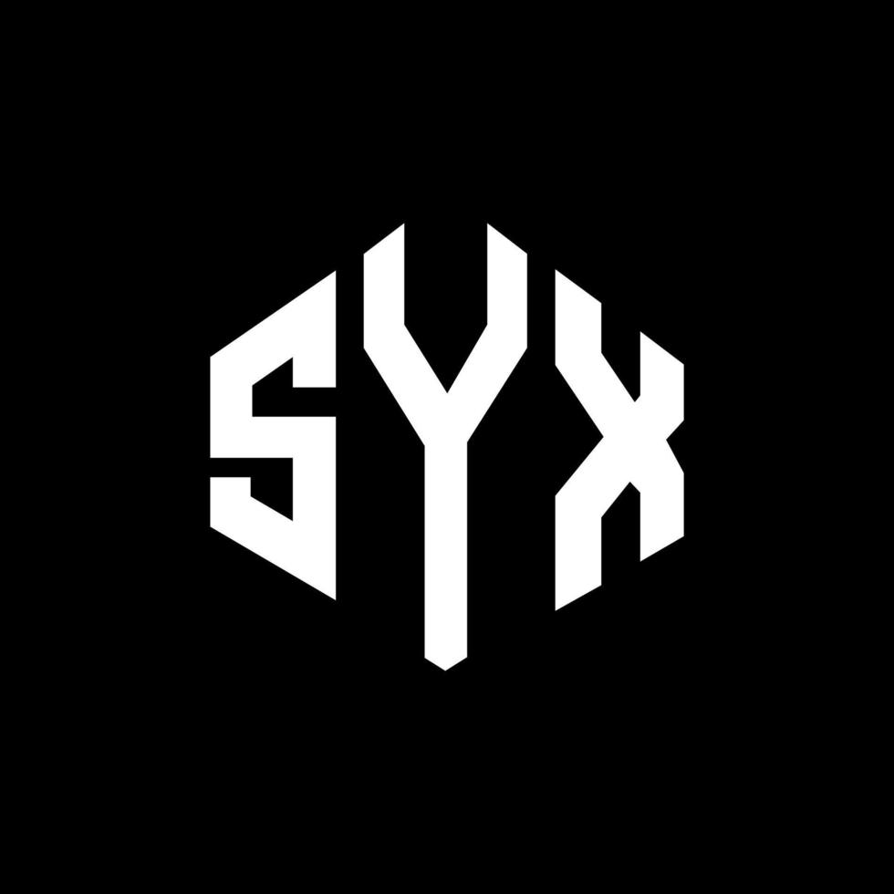 création de logo de lettre syx avec forme de polygone. création de logo en forme de polygone et de cube syx. modèle de logo vectoriel hexagone syx couleurs blanches et noires. monogramme syx, logo d'entreprise et immobilier.
