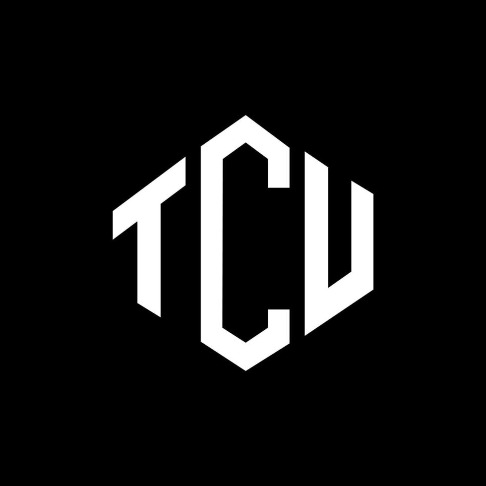 création de logo de lettre tcu avec forme de polygone. création de logo en forme de polygone et de cube tcu. modèle de logo vectoriel hexagone tcu couleurs blanches et noires. monogramme tcu, logo d'entreprise et immobilier.
