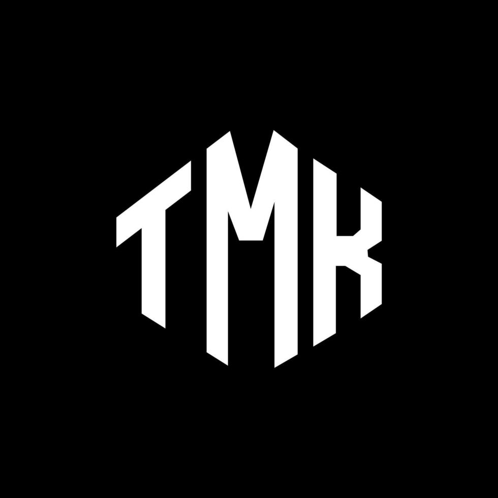 création de logo de lettre tmk avec forme de polygone. création de logo en forme de polygone et de cube tmk. modèle de logo vectoriel tmk hexagone couleurs blanches et noires. monogramme tmk, logo d'entreprise et immobilier.